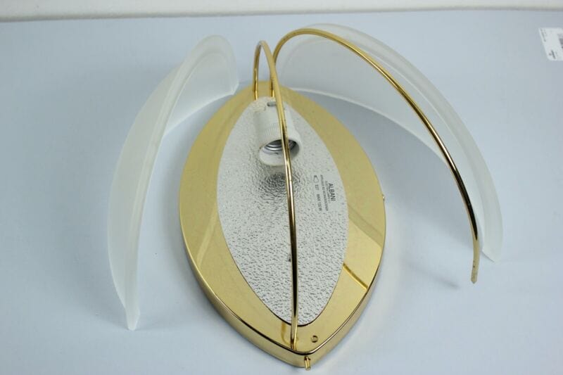 Lampada da parete applique mezzaluna in vetro satinato ALBANI modernariato oro Lampade Appliques
