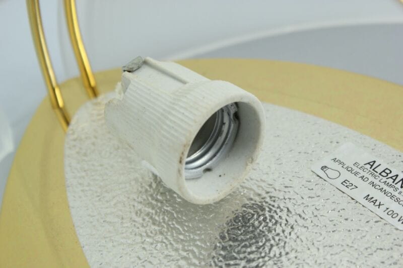 Lampada da parete applique mezzaluna in vetro satinato ALBANI modernariato oro Lampade Appliques