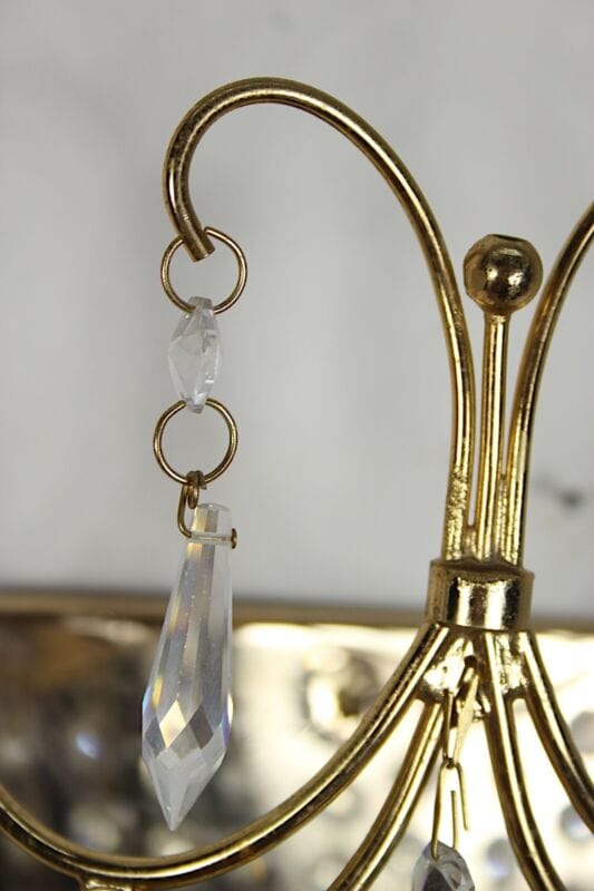 LAMPADA DA PARETE APPLIQUE SWAROVSKI PLACCA IN ORO CRISTALLI STRASS DUE LUCI Lampade Appliques