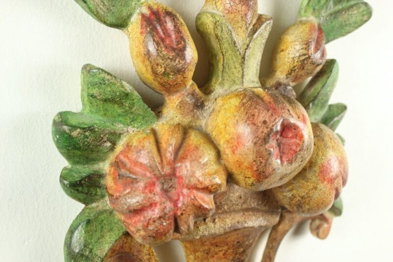 Lampada da parete muro in legno frutta con paralume tessuto Florenz Lamp 2276 .A Lampade Appliques