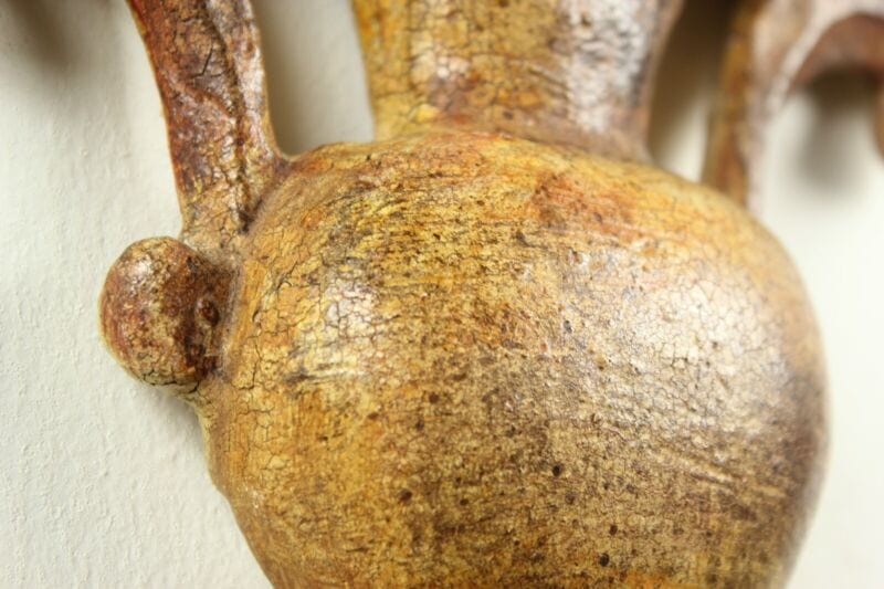 Lampada da parete muro in legno frutta con paralume tessuto Florenz Lamp 2276 .A Lampade Appliques