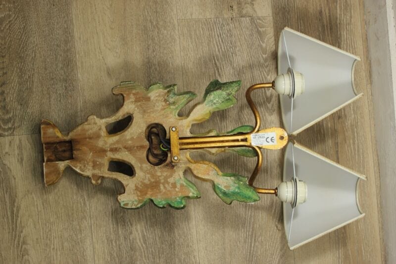 Lampada da parete muro in legno frutta con paralume tessuto Florenz Lamp 2276 .A Lampade Appliques