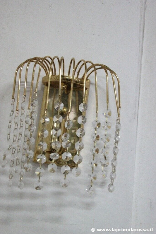 LAMPADA DA PARETE RETRO APPLIQUE METALLO FINITURA ORO E STRASS IN CRISTALLO Lampade Appliques
