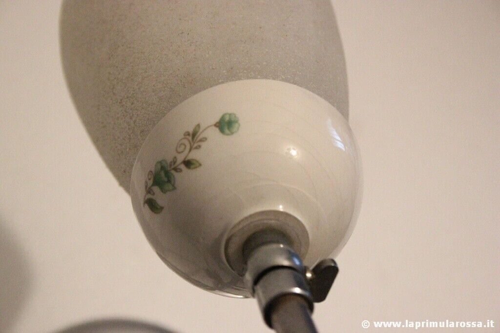 LAMPADA DA TAVOLA RETRO' IN METALLO CROMATO CERAMICA E VETRO - ABAT JOUR Lampade Appliques