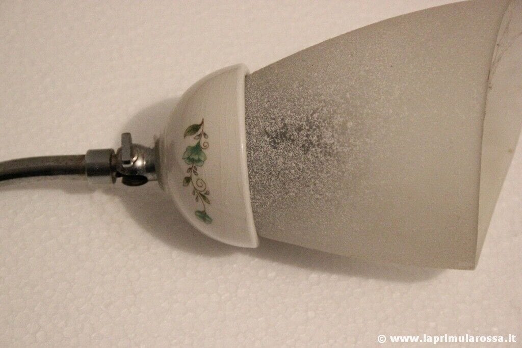 LAMPADA DA TAVOLA RETRO' IN METALLO CROMATO CERAMICA E VETRO - ABAT JOUR Lampade Appliques