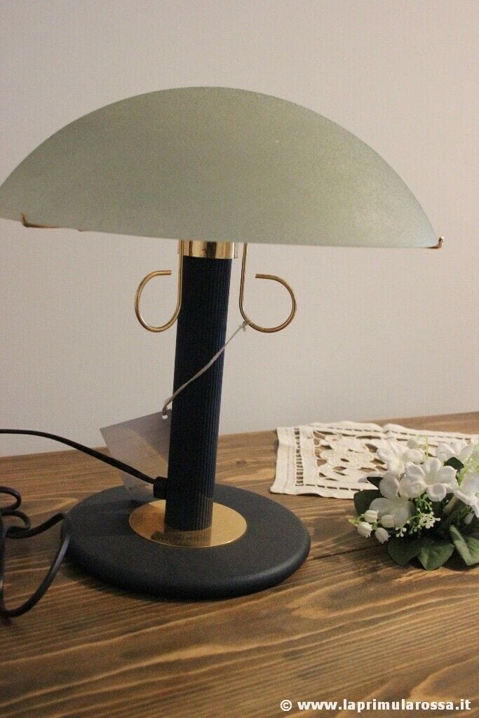 LAMPADA DA TAVOLO ANNI '90 CAPPELLO IN VETRO A CUPOLA -  VINTAGE ITALIAN LAMP Lampade Appliques