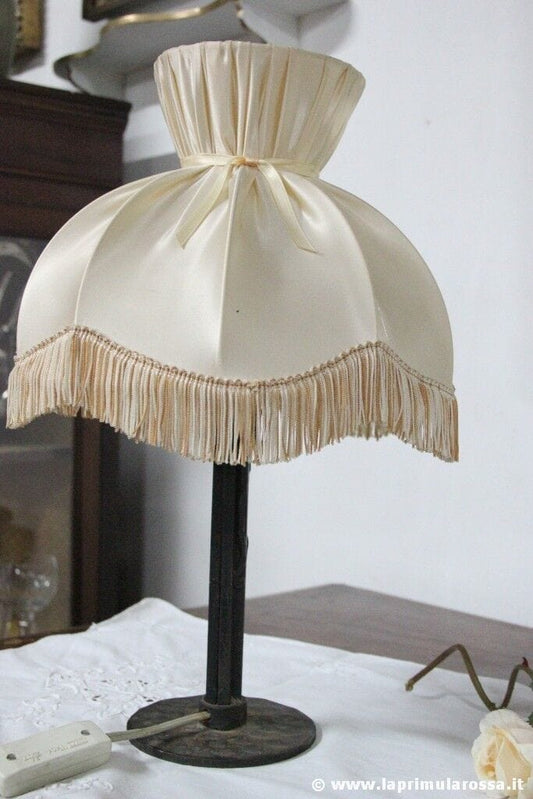 LAMPADA DA TAVOLO D'EPOCA CON BASE IN FERRO H cm 40 - LUME VINTAGE - ABAT JOUR Lampade Appliques