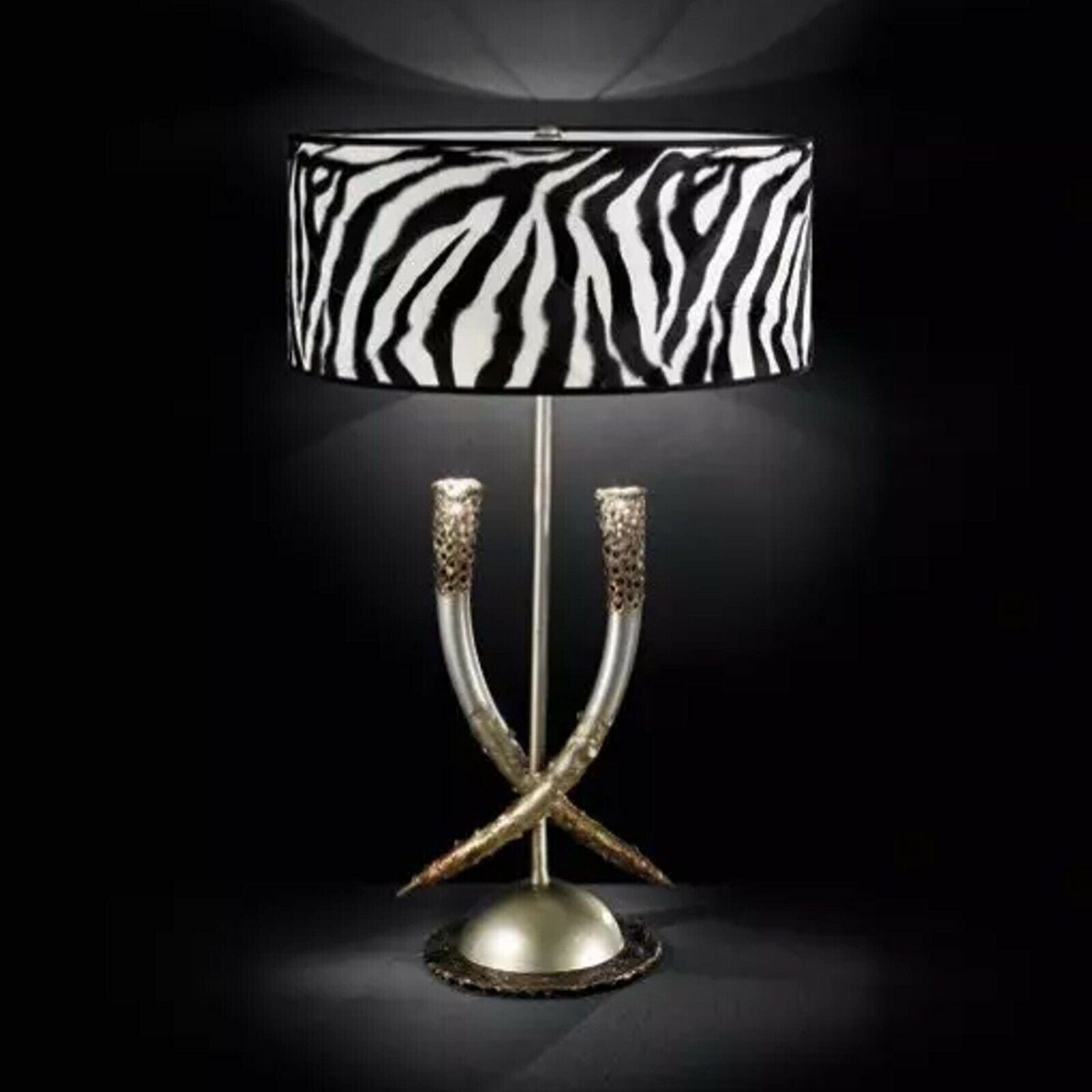LAMPADA DA TAVOLO ZEBRATA SAFARI SAVANA LUME SALOTTO SOGGIORNO  MM LAMPADARI Lampade Appliques