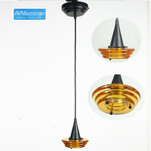 Lampadario lampada a sospensione pendente space age ambra Murano AV MAZZEGA Lampade Appliques