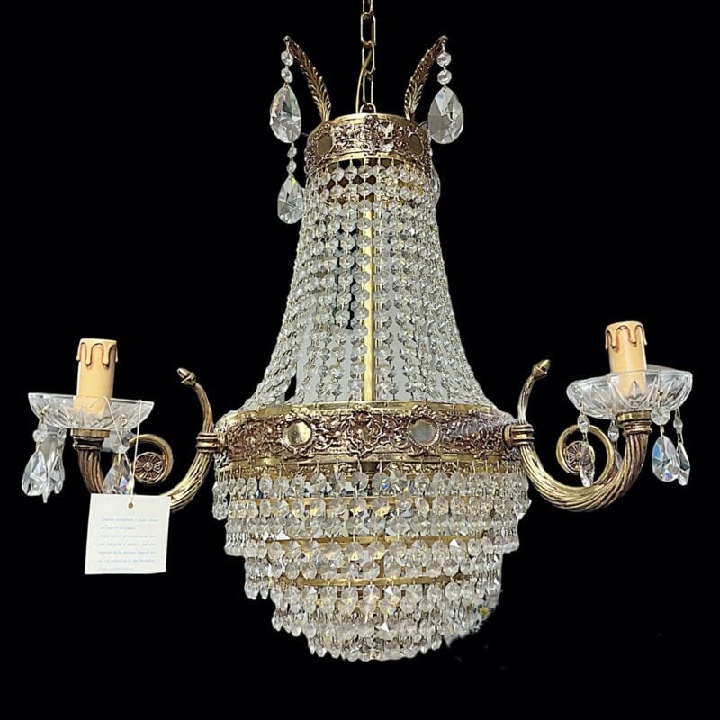 Lampadario stile Antico Impero con cristallo swarovski e oro classico elegante Lampade Appliques