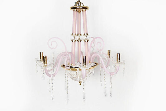 LAMPADARIO VINTAGE A SEI BRACCI IN VETRO MURANO MADE IN ITALY CHANDELIER Lampade Appliques