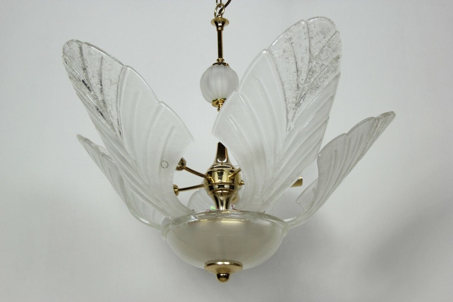 LAMPADARIO VINTAGE CON GRANDI FOGLIE IN VETRO  DI MURANO - LAMPADA A SOSPENSIONE Lampade Appliques