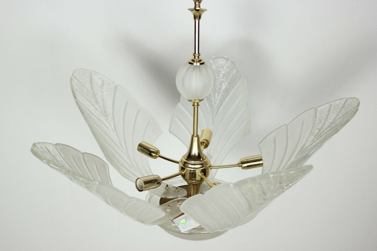 LAMPADARIO VINTAGE CON GRANDI FOGLIE IN VETRO  DI MURANO - LAMPADA A SOSPENSIONE Lampade Appliques