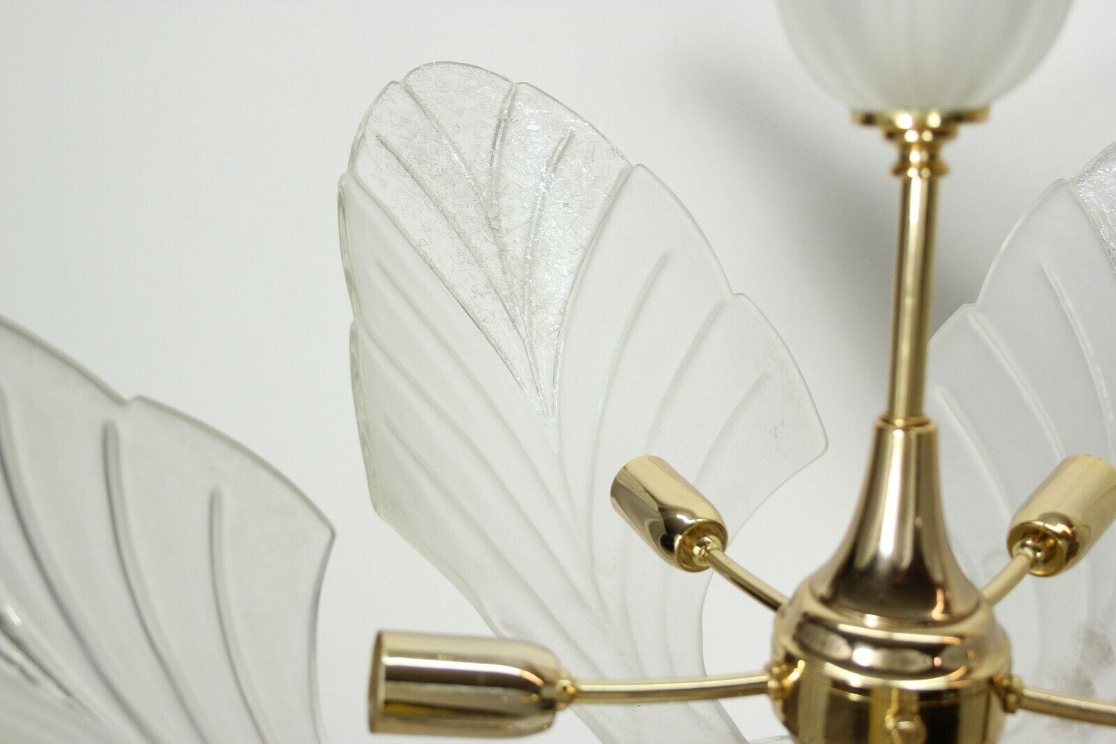 LAMPADARIO VINTAGE CON GRANDI FOGLIE IN VETRO  DI MURANO - LAMPADA A SOSPENSIONE Lampade Appliques