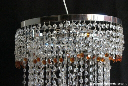 LAMPADARIO VINTAGE CON STRUTTURA CROMATA E  CRISTALLI SWAROVSKI LAMPADA RETRO' Lampade Appliques