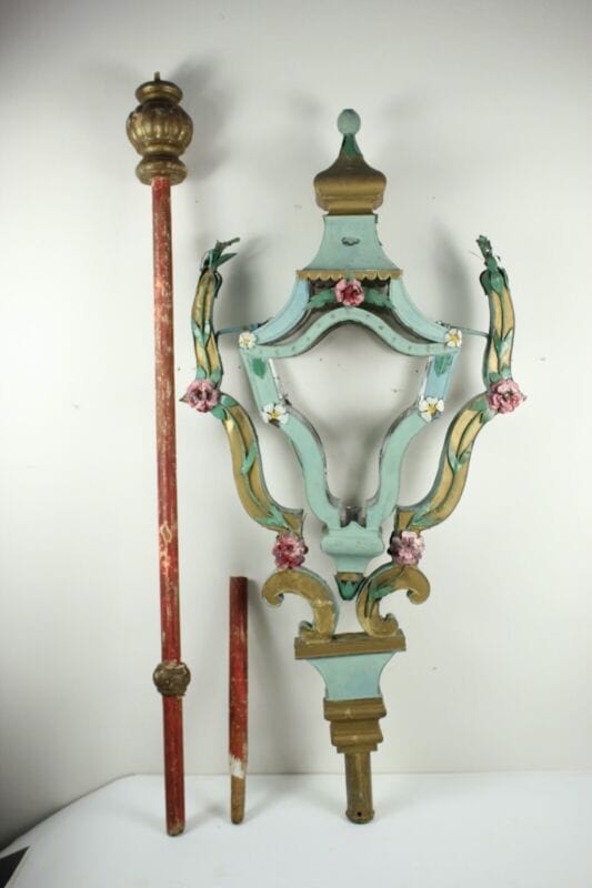 Lanterna antica veneziana da processione cilostro basculante liberty lume latta Oggetti sacri - rosari