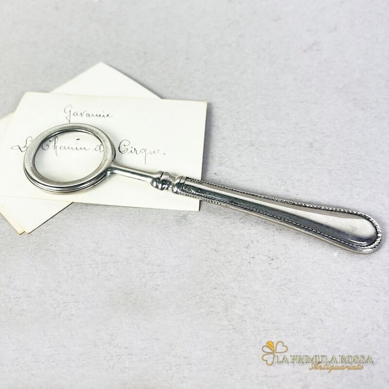 Lente di Ingrandimento a mano in argento Silver Plated antica Vintage anni 50 Attrezzi e Strumenti