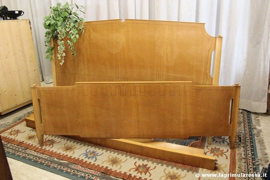 LETTO MATRIMONIALE ANNI '50  MODERNARIATO MADE IN ITALY TESTATA + PEDIERA LEGNO Arredamento