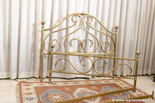 LETTO MATRIMONIALE VINTAGE IN OTTONE  RIVA DI CANTU - TESTATA E PEDIERA 2 PIAZZE Arredamento