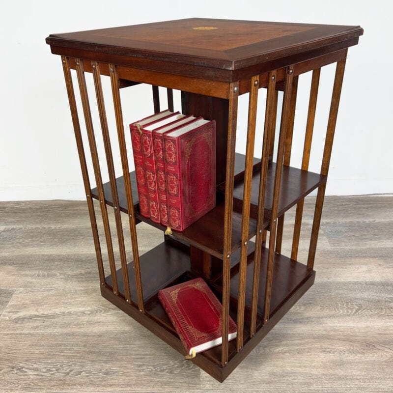 Libreria girevole stile antico vittoriano inglese in legno reggilibri tavolo Complementi d'arredo