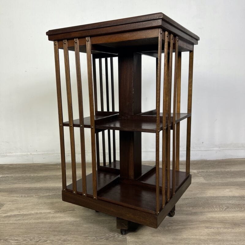 Libreria girevole stile antico vittoriano inglese in legno reggilibri tavolo Complementi d'arredo