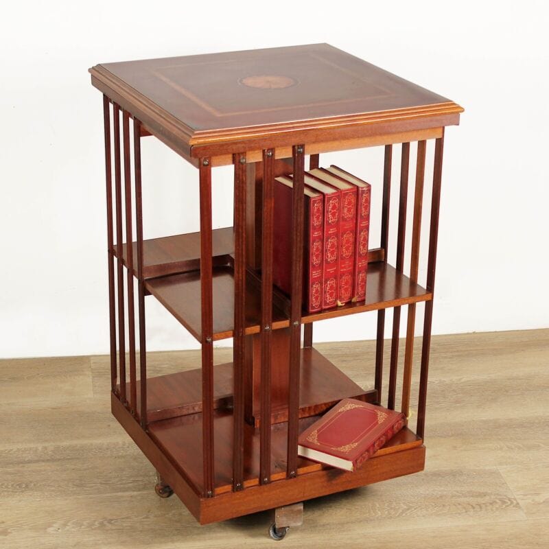 Libreria girevole stile antico vittoriano inglese in legno reggilibri tavolo Complementi d'arredo