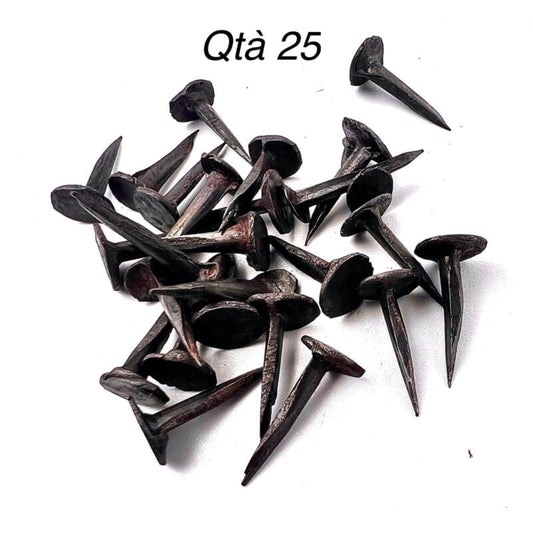 Lotto 25 chiodi antichi in ferro battuto forgiati chiodini per restauro tele Restauro
