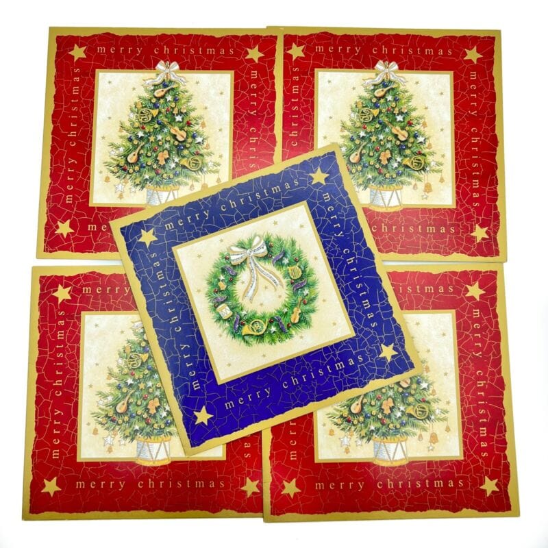 Lotto 5 cartoline di Buon Natale Vintage Natalizie inglesi di Lusso con Albero Other