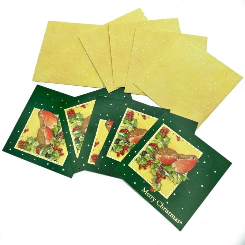Lotto 5 cartoline di Buon Natale Vintage Natalizie inglesi di lusso con Uccelli Other
