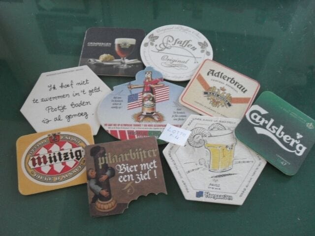 LOTTO DI 9 SOTTOBICCHIERI BIRRA  BEER MATS VINTAGE MIIZIG GRIMBERGEN  ADLERBRAU Birra & dintorni