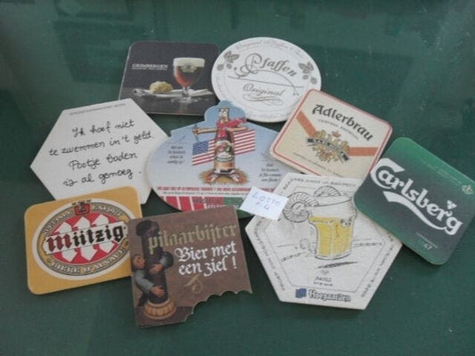 LOTTO DI 9 SOTTOBICCHIERI BIRRA  BEER MATS VINTAGE MIIZIG GRIMBERGEN  ADLERBRAU Birra & dintorni