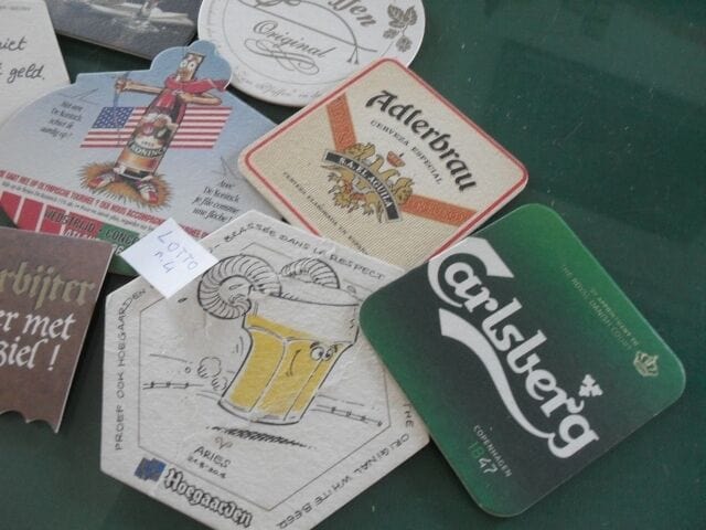 LOTTO DI 9 SOTTOBICCHIERI BIRRA  BEER MATS VINTAGE MIIZIG GRIMBERGEN  ADLERBRAU Birra & dintorni