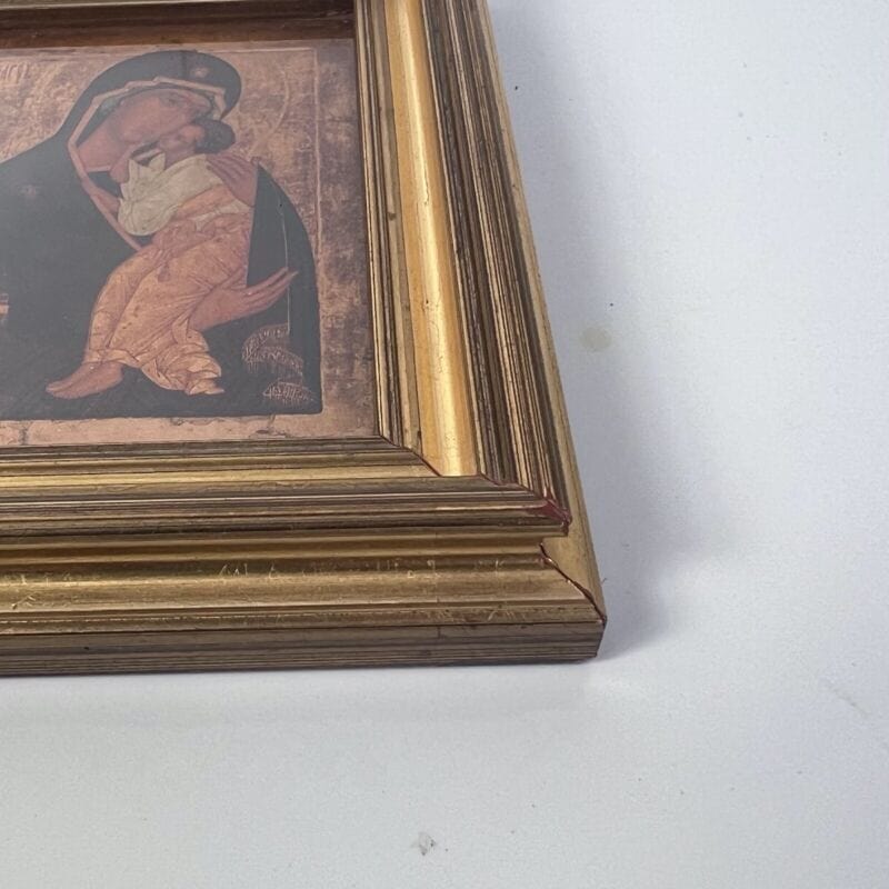 Madonna bizantina con bambino antica in legno e rame quadretto bizantino quadro Oggetti sacri - rosari