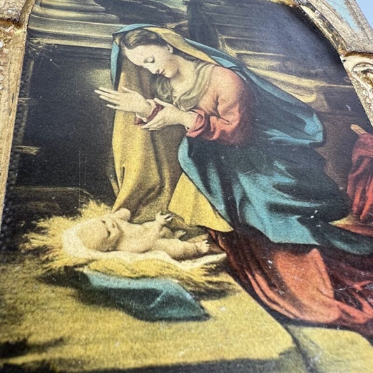 Madonna con bambino antica in legno e oro Icona litografia religiosa di Allegri Oggetti sacri - rosari