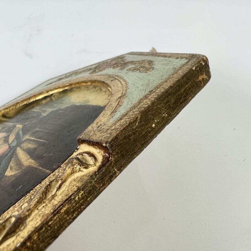 Madonna con bambino antica in legno e oro Icona litografia religiosa di Allegri Oggetti sacri - rosari