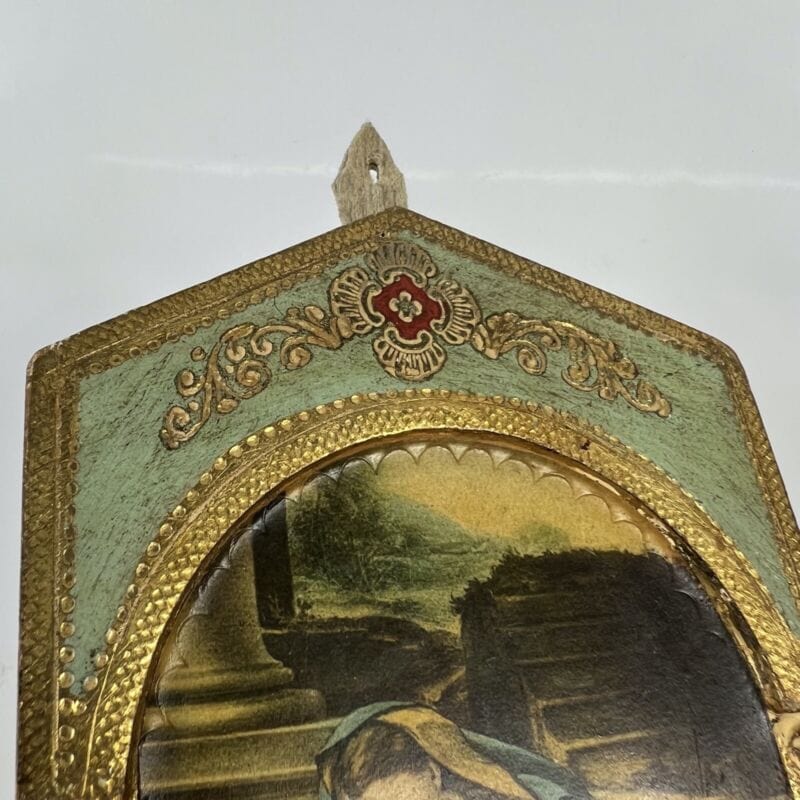 Madonna con bambino antica in legno e oro Icona litografia religiosa di Allegri Oggetti sacri - rosari