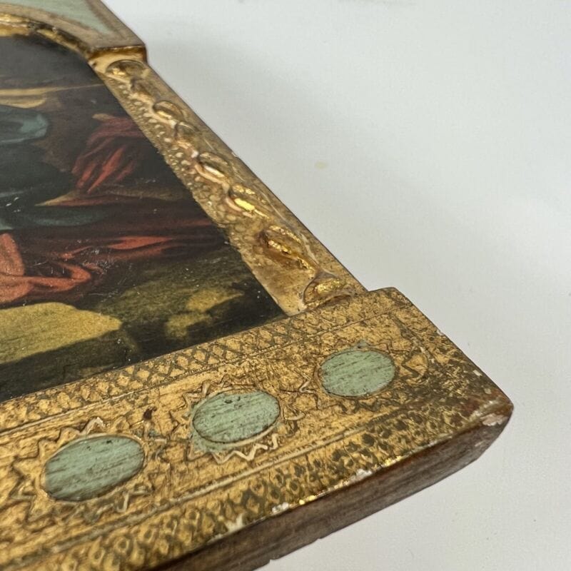 Madonna con bambino antica in legno e oro Icona litografia religiosa di Allegri Oggetti sacri - rosari
