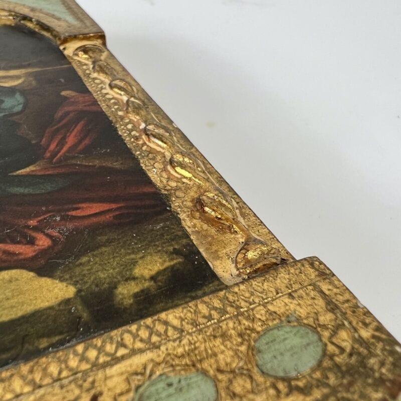Madonna con bambino antica in legno e oro Icona litografia religiosa di Allegri Oggetti sacri - rosari
