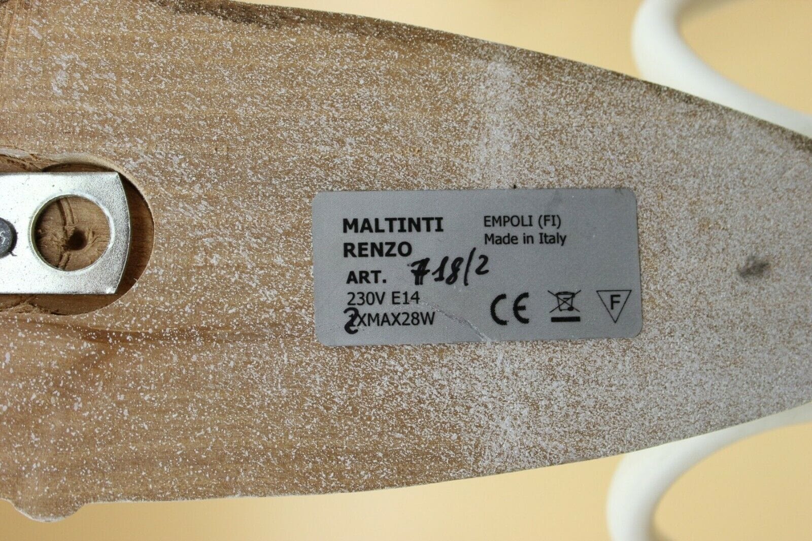 Maltinti Renzo Applique Shabby Legno Bianco Lampada da parete Retrò a due luci Lampade Appliques