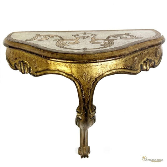 Mensola consolle antica in legno oro dorato stile Luigi XV da a muro sospensione Complementi d'arredo