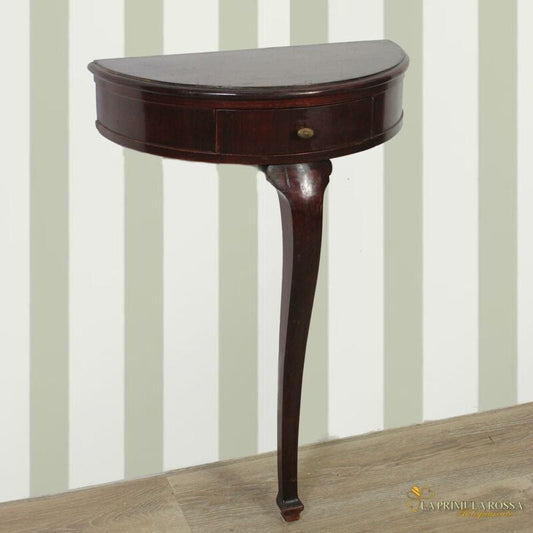 Mensola consolle mezza luna stile antico in legno da terra con cassetto mensola Complementi d'arredo
