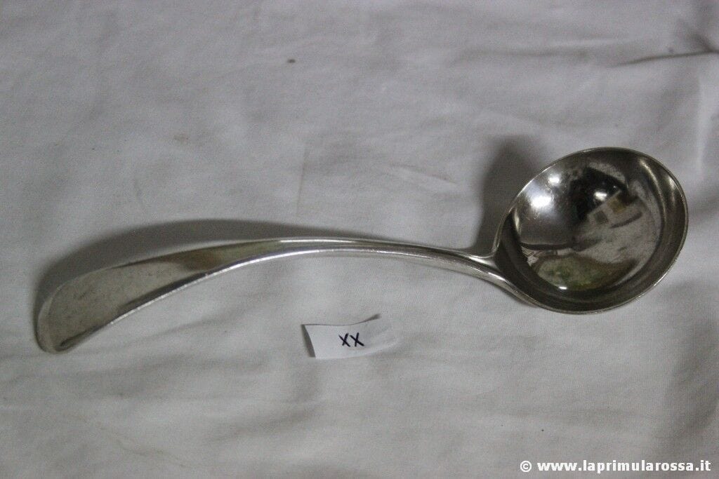 MESTOLO ANTICO IN SHEFFIELD DA SALSA / POSATA INGLESE D'EPOCA L. cm 18,5 Sheffield & Argento