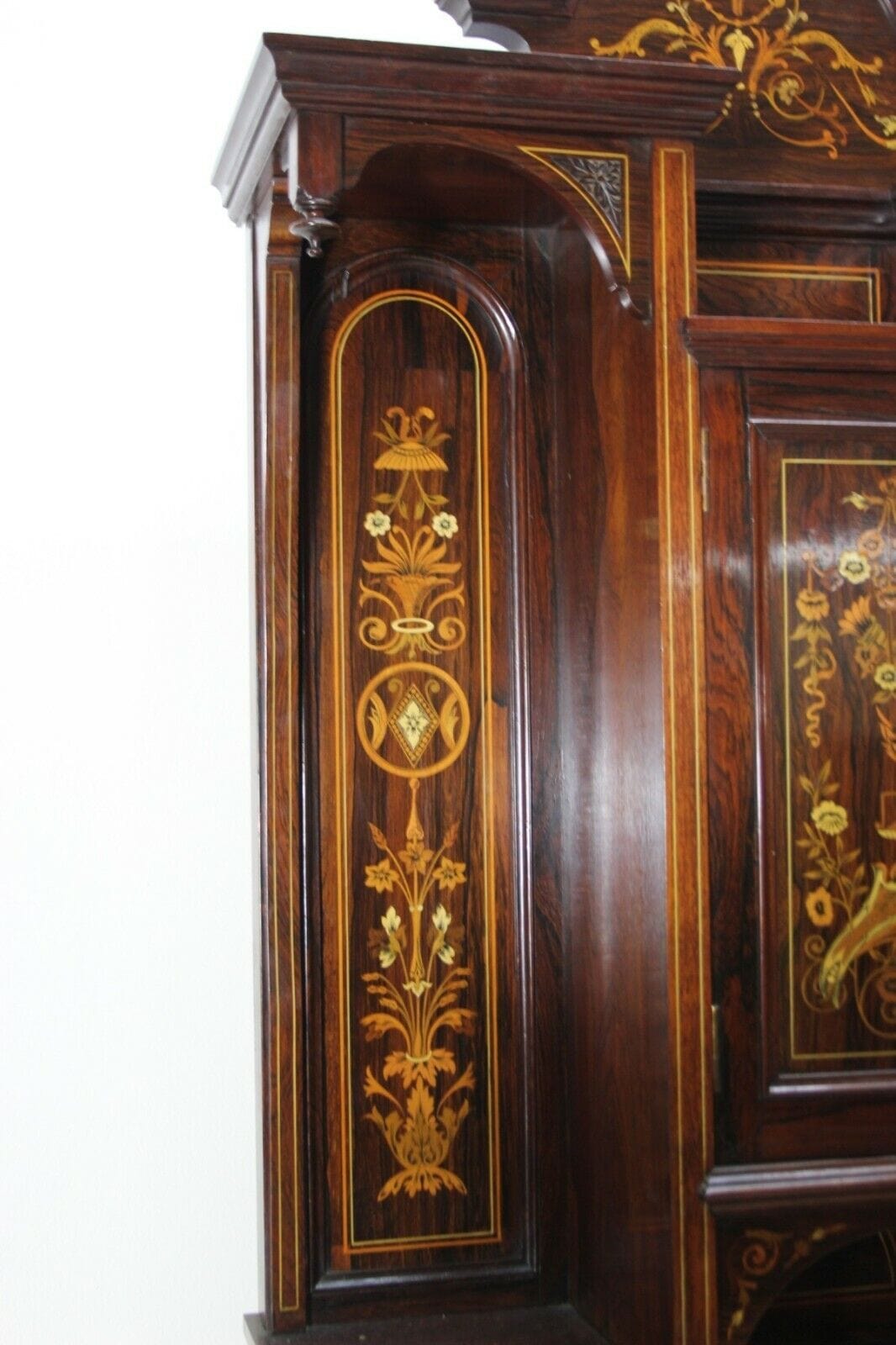 Mobile vetrina credenza antica intarsiata in legno di palissandro vittoriana Arredamento
