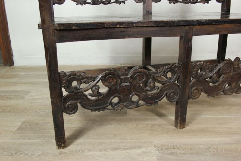 Panca antica panchina in legno divanetto italiano vecchio mobile intagliato Arredamento