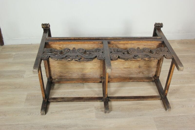 Panca antica panchina in legno divanetto italiano vecchio mobile intagliato Arredamento