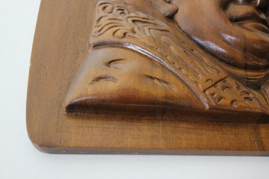 Papa Giovanni XXIII antico quadro Capoletto scultura in legno capezzale vintage Oggetti sacri - rosari