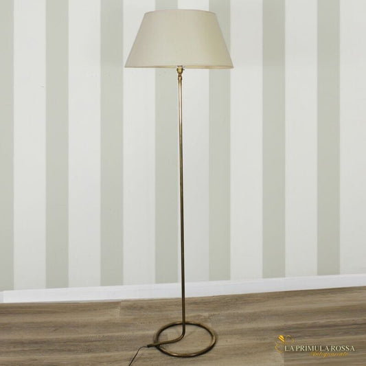 Piantana vintage lampada anni 70 da terra lume in ottone con paralume antico Lampade Appliques