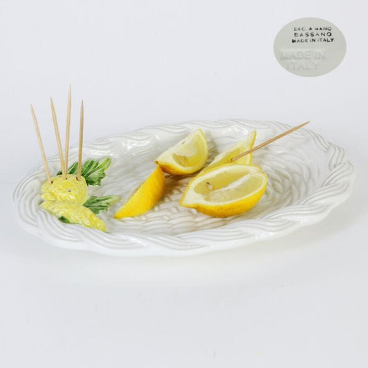 Piattino in ceramica bianca di Bassano vassoietto per porta limoni vassoio Ceramiche e Porcellane