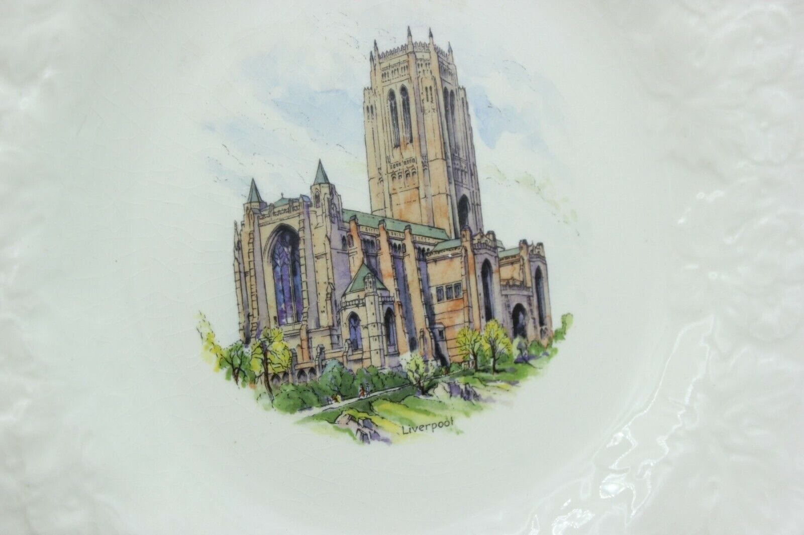 PIATTO ANTICO CERAMICA DA COLLEZIONE CATTEDRALE LIVERPOOL SOUVENIR INGHILTERRA Ceramiche e Porcellane