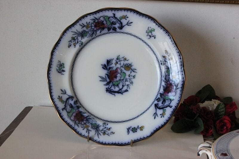PIATTO ANTICO INGLESE DA COLLEZIONE IN CERAMICA VECCHIO PIATTO DECORO BLU Ceramiche e Porcellane